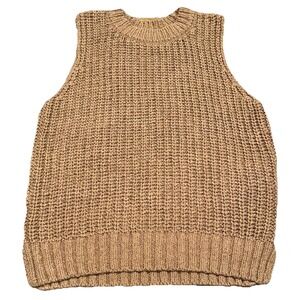 Abercrombie Fitch Easy Shaker Brown Ribbed Knit Crewneck Sweater Vest Women‎ XS